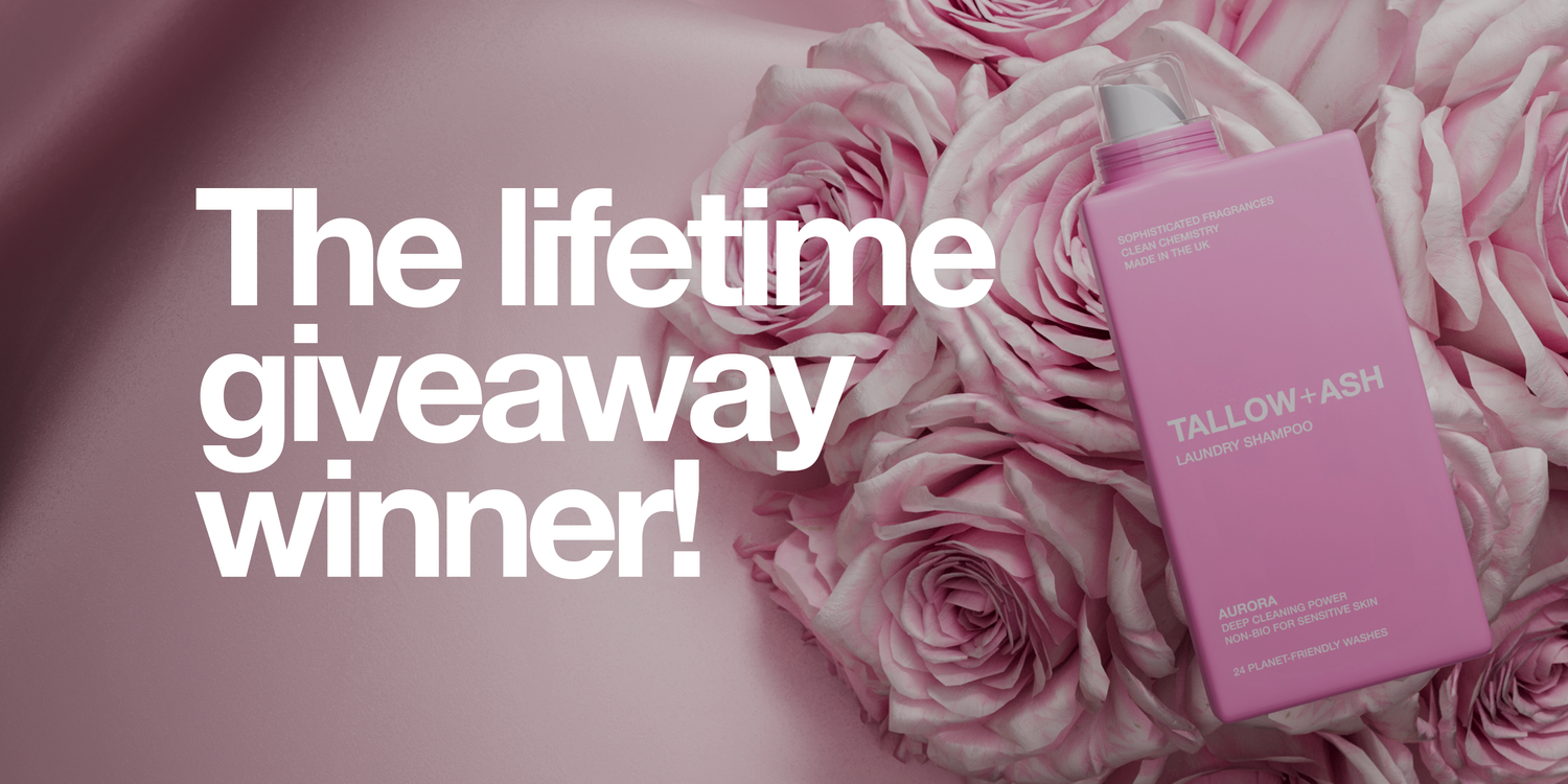 And the winner of the lifetime supply of Tallow + Ash laundry products is…